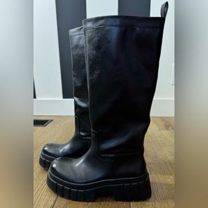 Zara Lug Knee High Boots 7.5 38